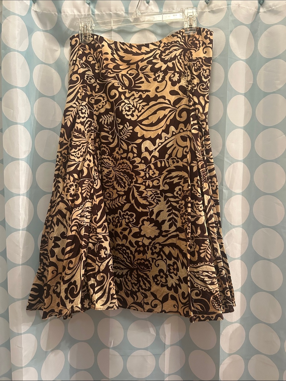 Jones New York Brown and Cream Floral Circle Skirt